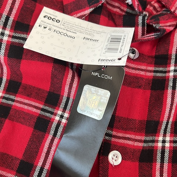 Atlanta Falcons Flannel Shirt Red Black White Plaid Men's 2XL NFL NEW - Picture 7 of 9